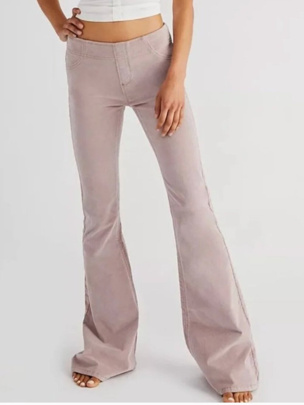 Free People We the Free Pink Corduroy Flare Pull-on Pants Size 28